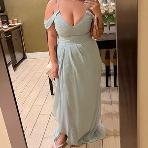 Chic Asymmetrical Light Blue Dress